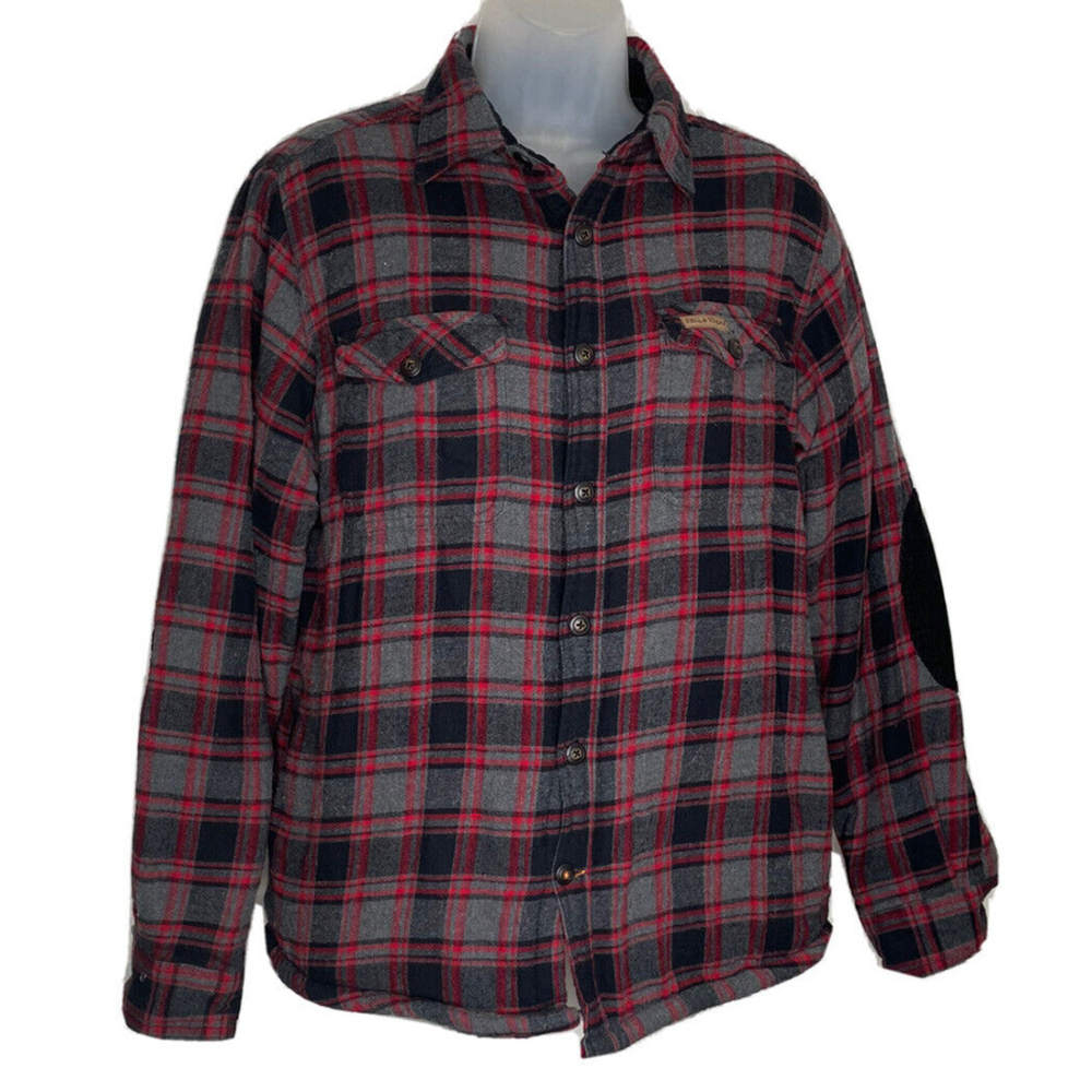 Field and Stream Sherpa Lined Shirt Jacket Mens Small Plaid‎ Hunting Fishing